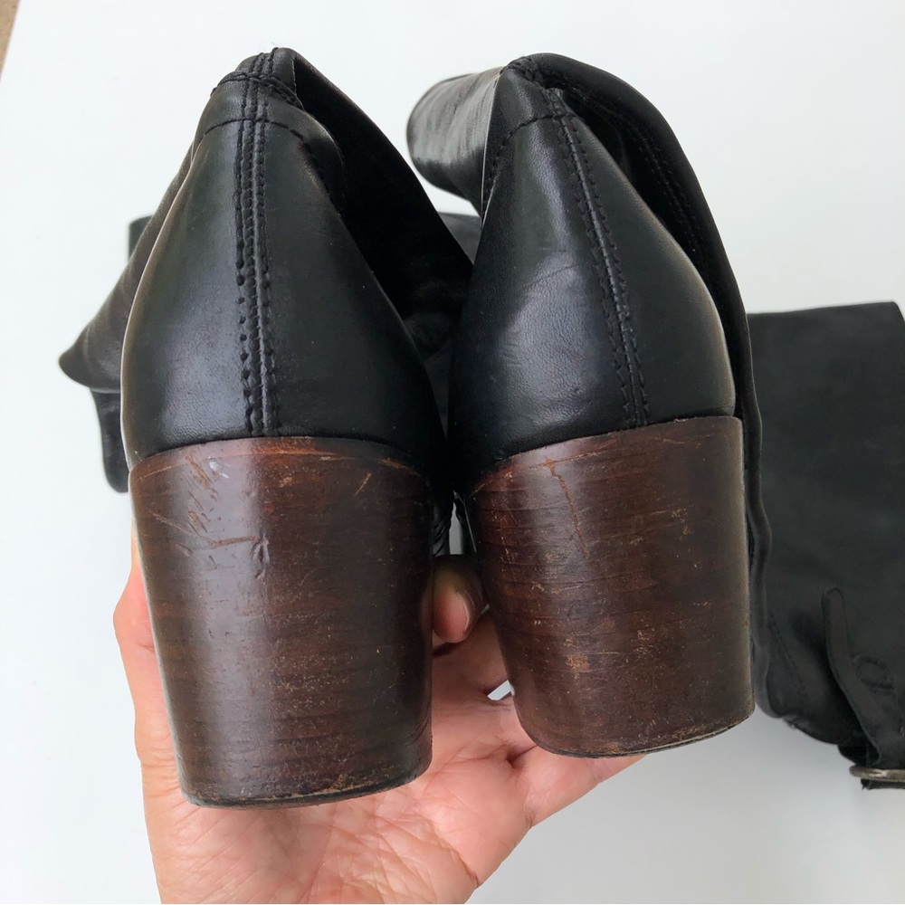 Frye Tall Boots Over the Knee Black Leather Western Block Heel Size 11 M Cowboy - Picture 11 of 16